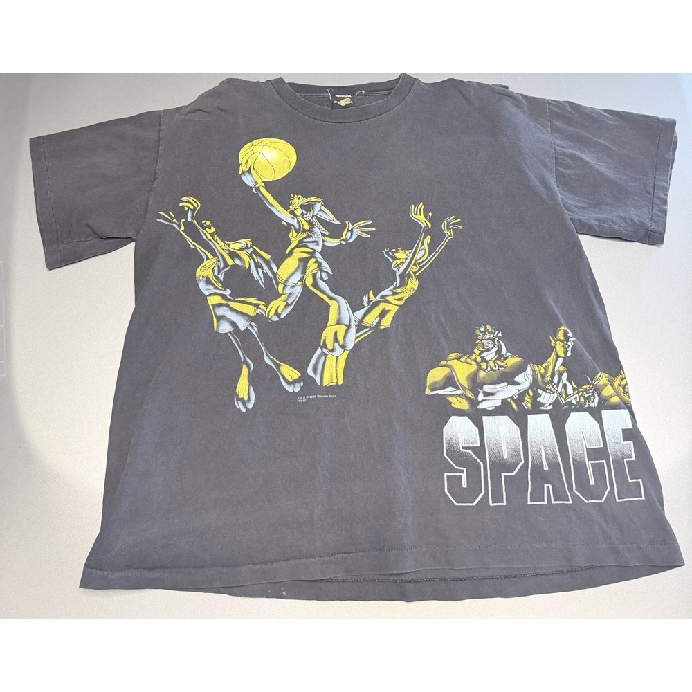 Vintage 1996 Space Jam Looney Tunes Double Sided T-Shirt Size XL - Picture 1 of 10